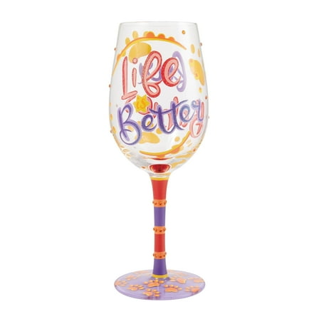 Lolita Life with Fur Babies Hand Painted Wine Glass 9in H