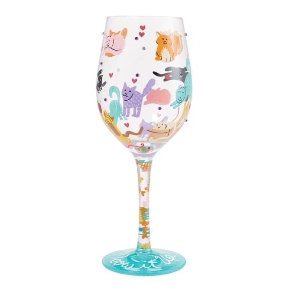 Lolita Meow it Up Hand Painted Wine Glass 15oz