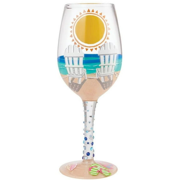 Lolita Sun on the Beach Wine Glass 9in H