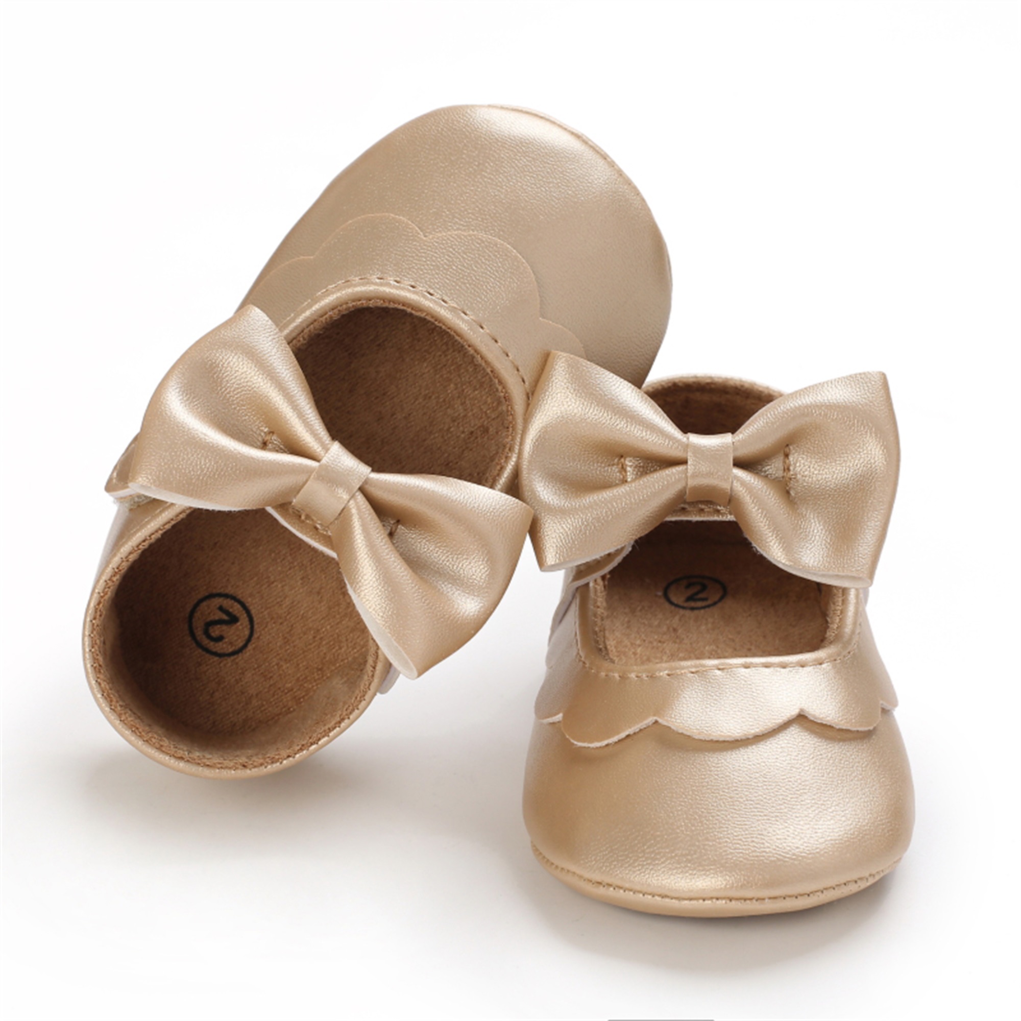 Loliuicca Baby Girls Mary Jane Flats Elegant Bowknot Dress Shoes Crib