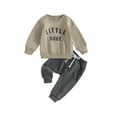 thumbnail image 1 of Loliuicca Toddler Baby Boy Clothes Solid Color Long Sleeve Crewneck Sweatshirt Top Casual Pants Set 2Pcs Fall Winter Outfits, 1 of 7