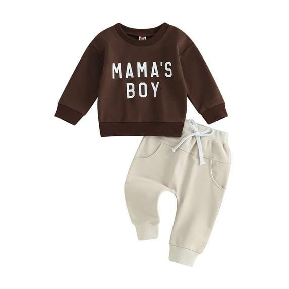 Loliuicca Toddler Baby Boy Clothes Solid Color Long Sleeve Crewneck Sweatshirt Top Casual Pants Set 2Pcs Fall Winter Outfits