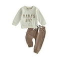 thumbnail image 1 of Loliuicca Toddler Baby Boy Clothes Solid Color Long Sleeve Crewneck Sweatshirt Top Casual Pants Set 2Pcs Fall Winter Outfits, 1 of 8