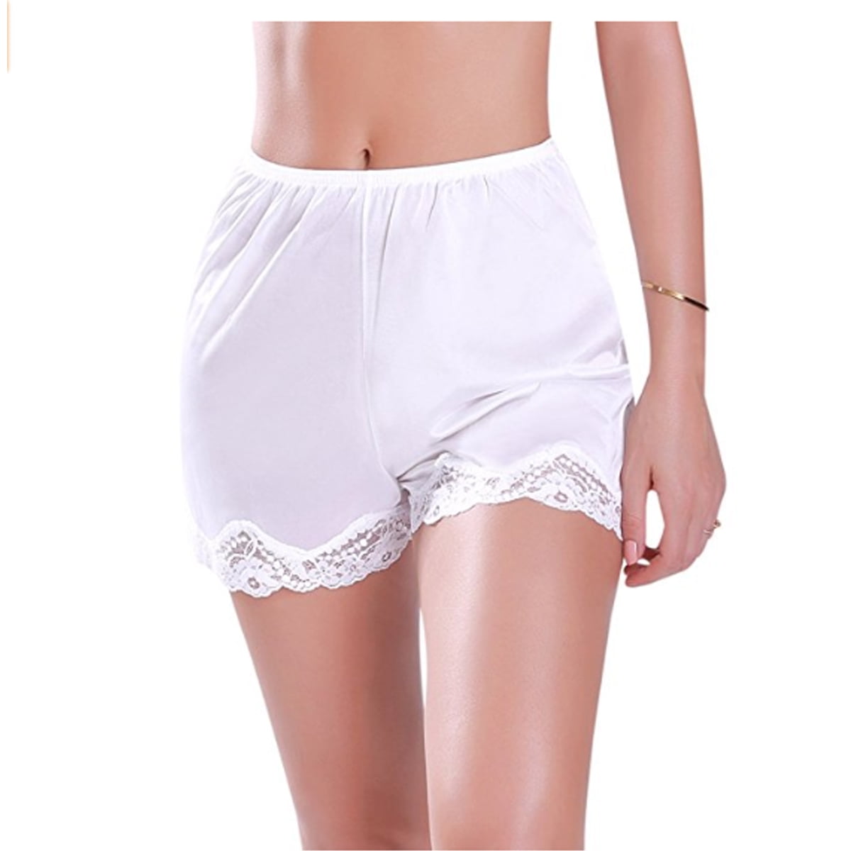 Women Lace Boxer Shorts Anti-Static Slip Silk Bloomers Underwear Panties