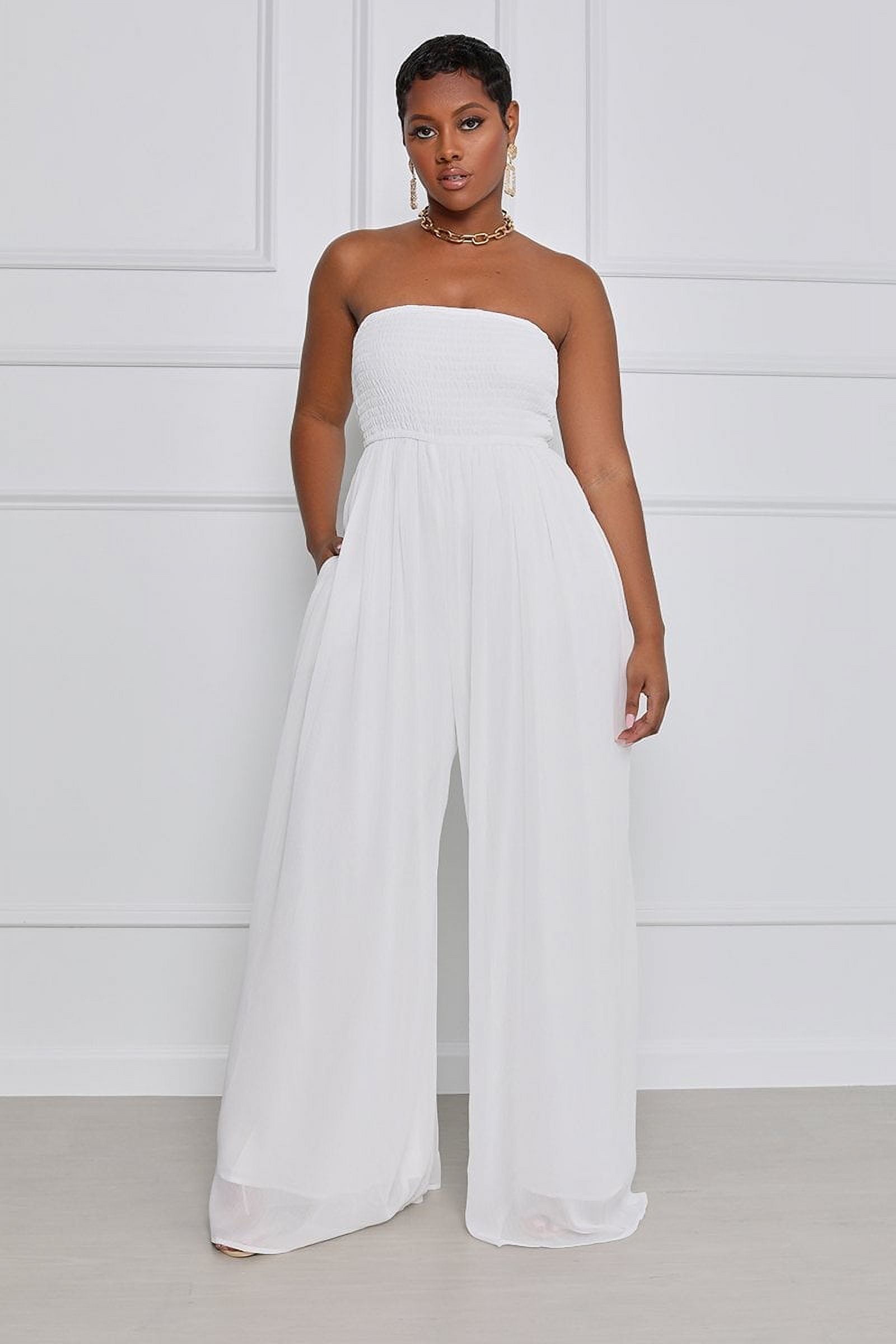 Loliuicca Women's Loose Chiffon Jumpsuit with Pockets, Solid