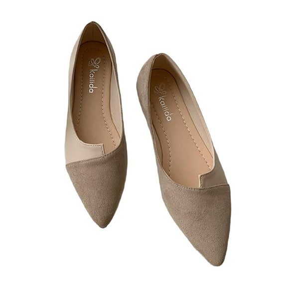 Loliuicca Women's Flats Dressy Pointed Toe Contrast Color Ballet Flats Shoes