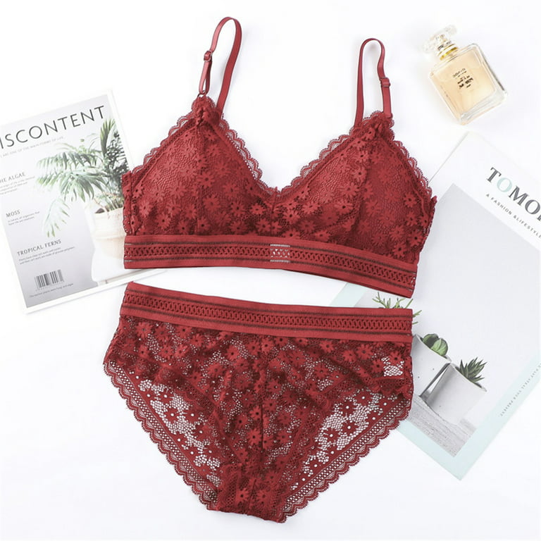  Avidlove Lingerie for Women Floral lace Lingerie Set with  Underwire Bra and Panty Set Wine Red: Clothing, Shoes & Jewelry