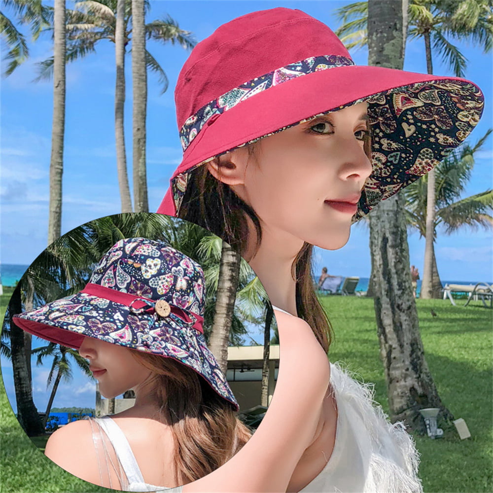 Sun Hats Women Cotton Wide Brim Ladies Gardening Hat UPF 50 Foldable S