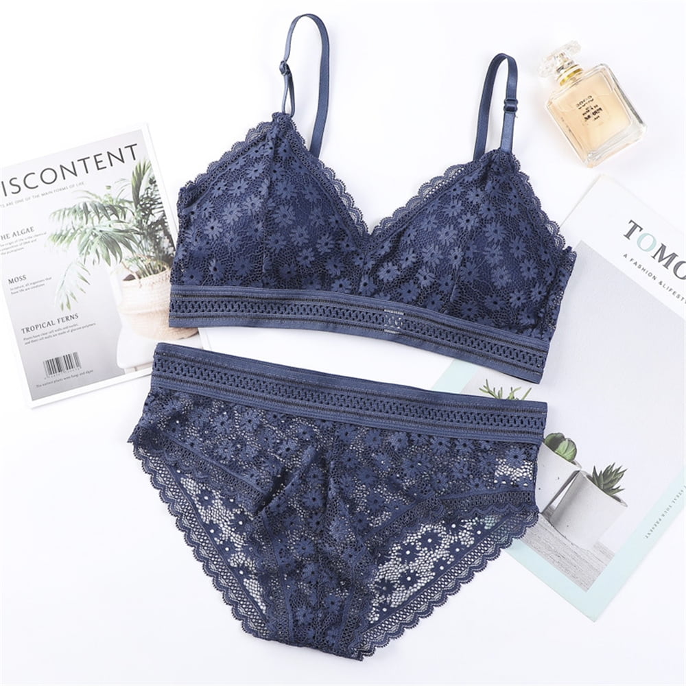 Lollanda Royal Blue Bralette Sexy Lingerie Set Lace with Bra and