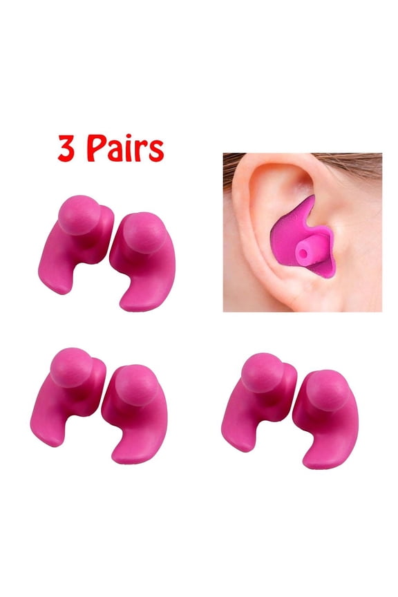 Swimming Ear Plugs 3 Pairs Waterproof Reusable Silicone Ear Plugs Swimming Ear Plugs for Adults Kids for Swimmers Showering Bathing Surfing and Other Water Sports