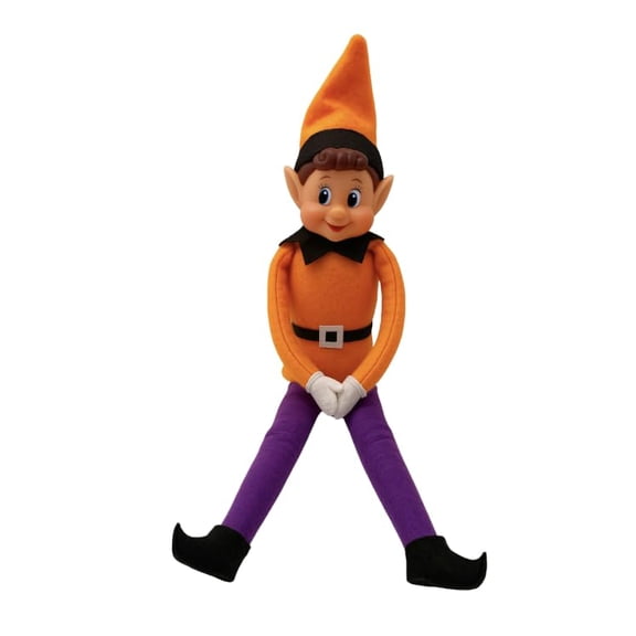 Lolli Lookout Fall Elf Plush, 12 inch Collectible Shelf Decoration, Orange & Purple, Halloween Thanksgiving Display
