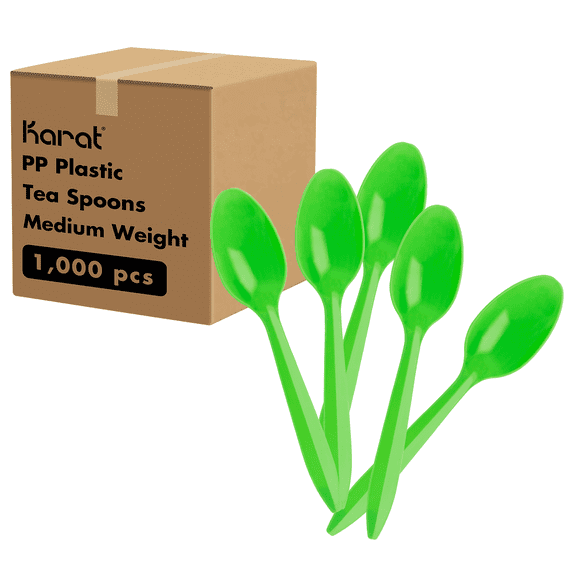 Karat PP Plastic Medium Weight Tea Spoons - Green - 1,000 ct