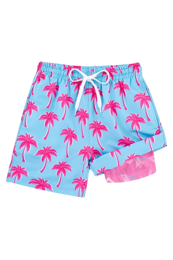 Boys Swim Trunks with Compression Liner Casual Bathing Suit for Kids Swim Shorts 6-18 Years