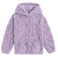 thumbnail image 1 of Lollipie Girls Fuzzy Fleece Hoodies Sweater Cable Knit Warm Sherpa Pullover Sweatshirt with Pockets 6-13 Years, 1 of 7