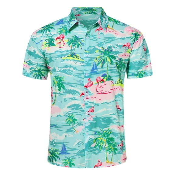 Lollipie Hawaiian Shirt for Men Summer Beach Casual Short Sleeve Button Down Shirts