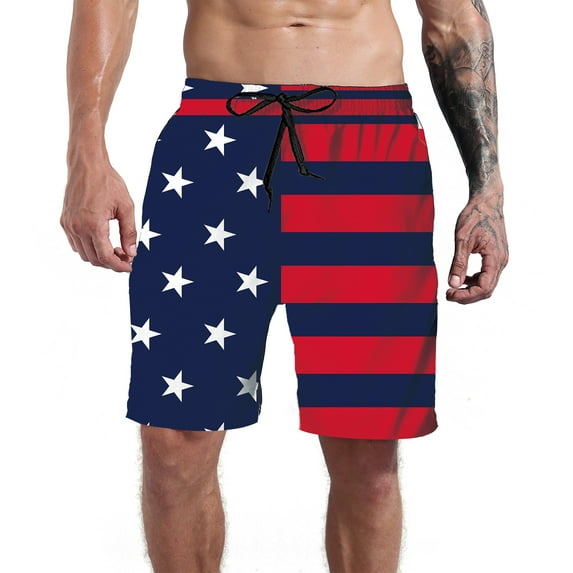 Lollipie Men Swim Trunks Drawstring Elastic Waist Quick Dry Beach Shorts with Mesh Lining Swimwear Bathing Suits