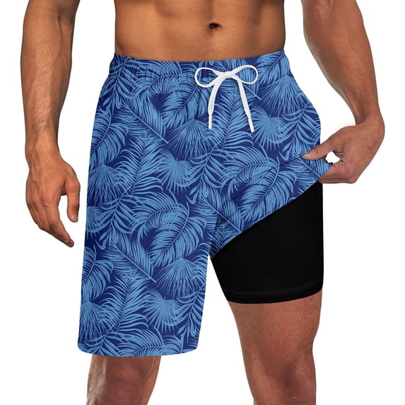 Aideaone Men's Swim Trunks with Compression Liner 9" Quick Dry Board Shorts Swimsuit Swimwear Bathing Suit