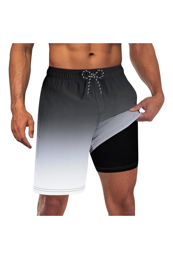 Men's Swim Trunks with Compression Liner 9" Quick Dry Board Shorts Swimsuit Swimwear Bathing Suit