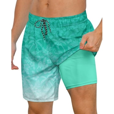 Lollipie Mens Swimming Trunks with Compression Liner Swim Shorts 7 inch Quick Dry Bathing Suit Anti Chafe Boardshorts