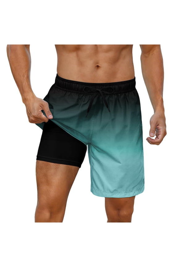 Mens Swimming Trunks with Compression Liner Swim Shorts 7 inch Quick Dry Bathing Suit Anti Chafe Boardshorts