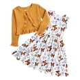 thumbnail image 1 of Aideaone Toddler Girl Sleeveless Dresses with Long Sleeve Ruffle Cardigan 2 Piece Fall Outfit Set for Little Girls 2T-8T, 1 of 7