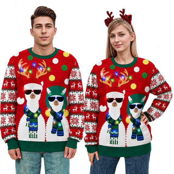 Aideaone Ugly Christmas Light up Sweater for Women/Men with Multi-Colored Led Flashing Lights Knitted Sweater