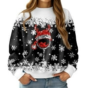 LOLLIPIE Women Ugly Christmas Sweatshirt Long Sleeve Shirts Crew Neck Pullover