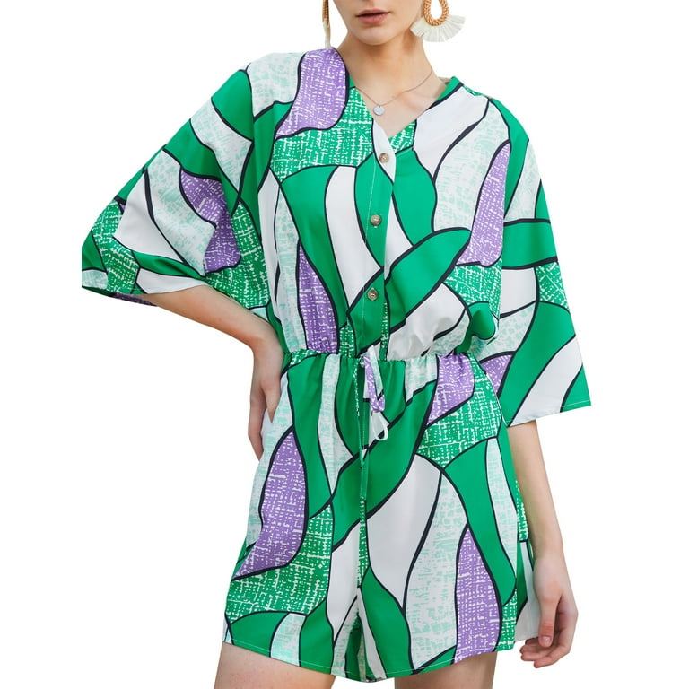 Casual Print Pocket V Neck Loose Jumpsuits Casual Print Pocket V Neck Loose Jumpsuits