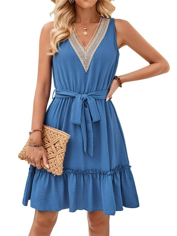 Women's Boho Pocket Long Maxi Dress Floral Cocktail Party Summer Beach Casual V Neck Split Loose Dress Sundress main image 1