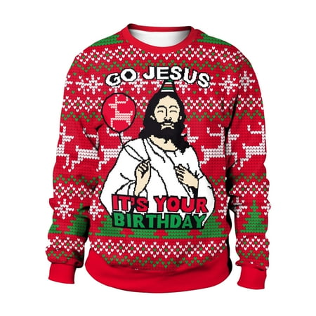 Lollipie Women's Ugly Christmas Sweatshirt Crewneck Long Sleeve Santa Elf Reindeer Graphic Print Pullover Hoodies Red