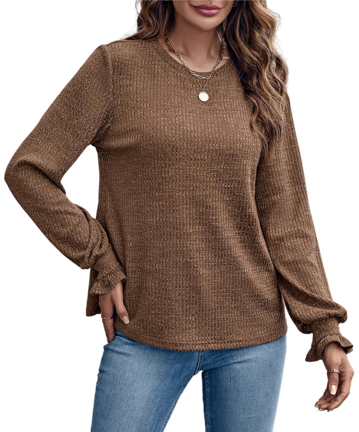 A2y Womens Basic Solid Stretchable Crew Neck Long Sleeve Crop Top