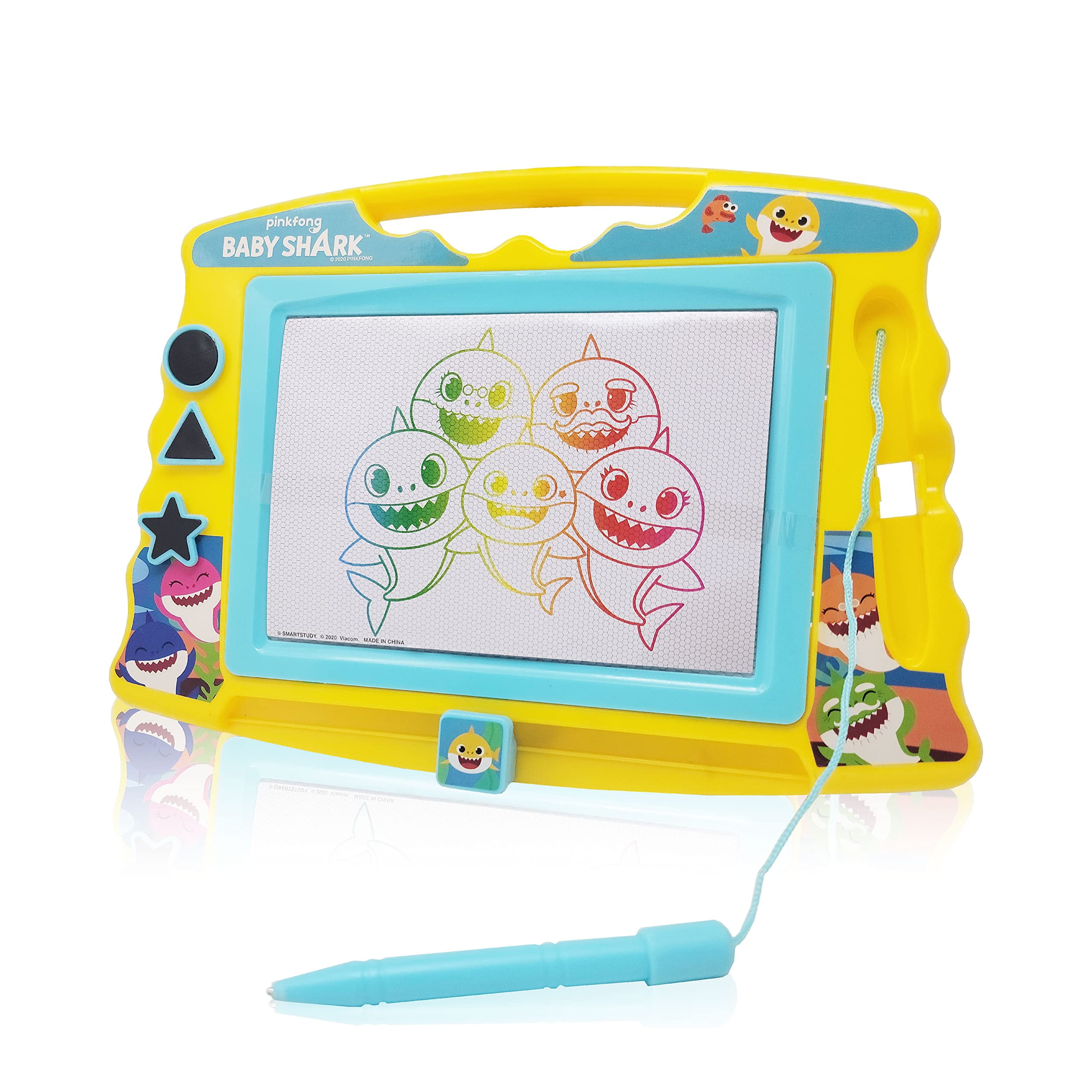 Lollipop Baby Shark Magnetic Toy Doodle Tablet with Stylus and Stamps for Kids