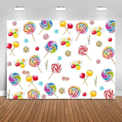 Lollipop Backdrop Allover Sweet Candy Party Decorations Background ...