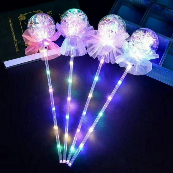 Lollipop Balloon Light-Up Glow Sticks LED Girls Princess Wand Cake Topper 4 PC