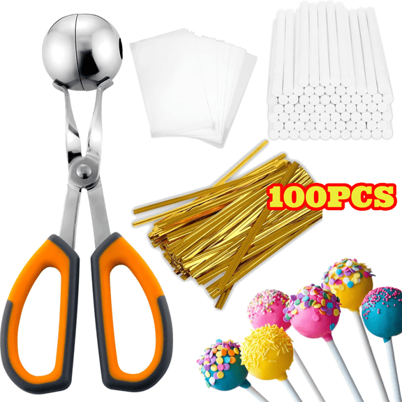 Lollipop Cake Pop Maker Kit, Includes 100 Cake Pop Sticks, 100 Cake Pop Bags, 100 Twist Ties, 1 Cake Pop Mold