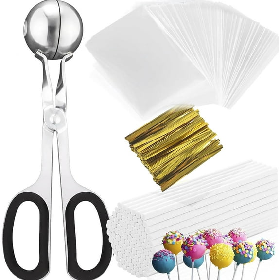 YanJici Lollipop Cake Pop Kit, Cake Pop Maker Tools Including 100 Cake Pop Sticks, 100 Cake Pop Bags, 100 Twist Ties and 1 Cake Pop Mold