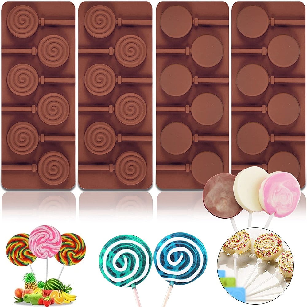 Homgreen Silicone Lollipop Molds, 8-Capacity Large Sucker Molds, Round Chocolate  Hard Candy Molds, Ice Molds, Great for Lollipop, Sucker, Hard Candy,  Chocolate, Cake pop(2Pack) 