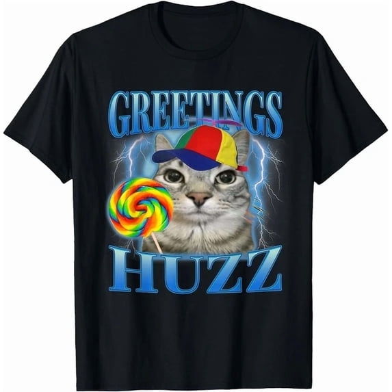 Lollipop Cat Greetings Huzz Funny Silly Cats T-Shirt