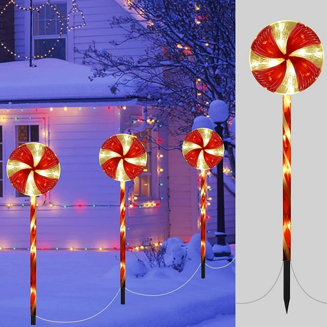 Lollipop Christmas Pathway Lights with 8 Lighting Modes Candy Cane