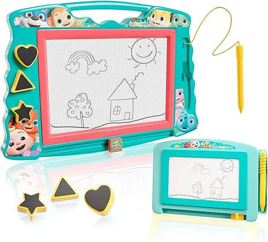 Lollipop Cocomelon Double Sketcher: Magnetic Drawing Board for Toddlers 3+, Learning Toy with Magnetic Pen and Shapes- Cocomelon Toy for Boys and Girls
