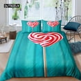 thumbnail image 1 of Lollipop Duvet Cover Set Food Theme Comforter Cover Blue Bubble Bedding Set for Kids Children Women, 1 of 5