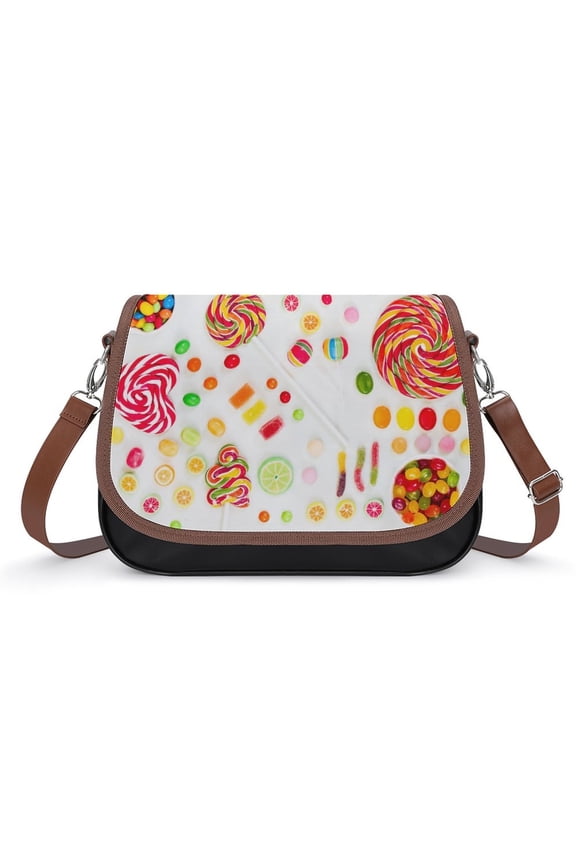 Lollipop Food Candy Vintage Crossbody Bag for Women Medium Leather Hobo Bags Shoulder Bag Classic City Leather Satchels