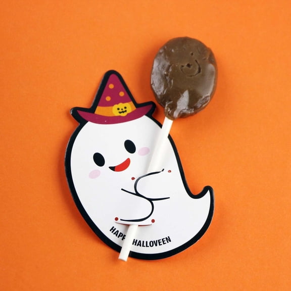 Lollipop Jam Chocolate Candy Holder, Paper Cards Halloween Ghost Pumpkin Package Wrapping Decorations for Party Gift Accessories, 50 Pcs, 1.96x3.14"