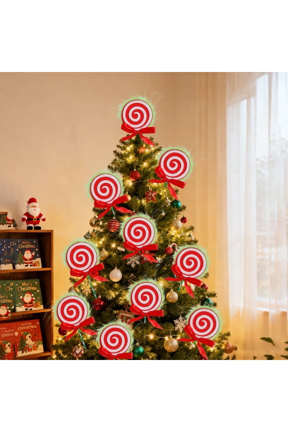 Lollipop Keychain Ornament, 5-inch, Christmas Holiday Decoration with Ribbon, Perfect for Key Rings and Bedroom Decor, Adding Joyful Atmosphere