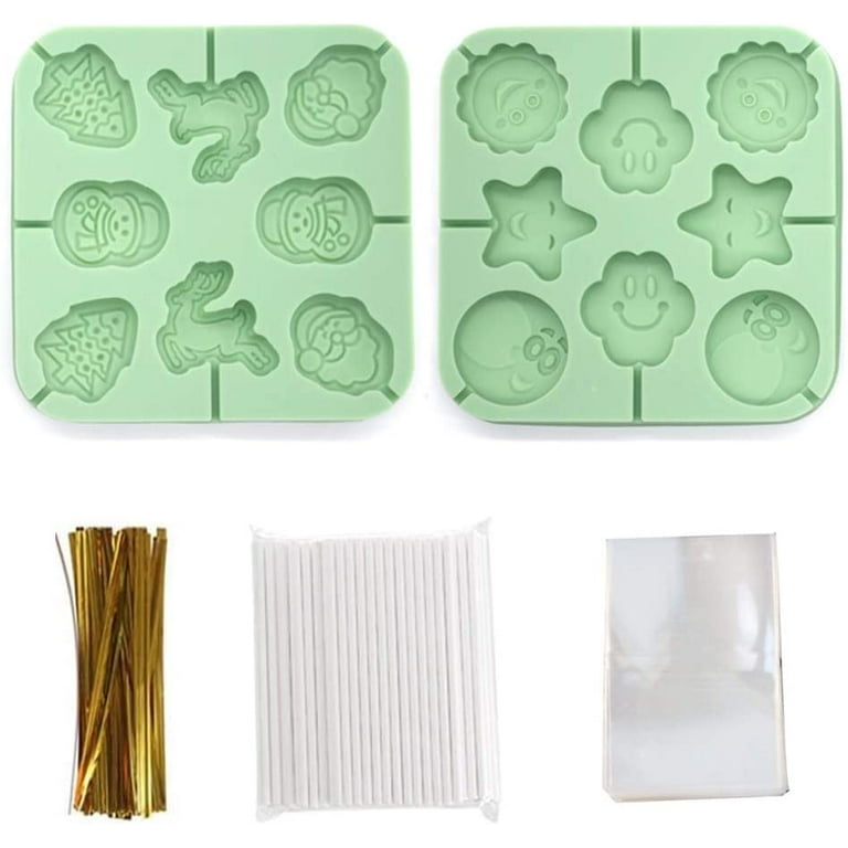 AKINGSHOP akingshop 12 capacity silicone lollipop molds,chocolate hard  candy mold with 50pcs 4 inch lollypop sucker sticks,candy treat