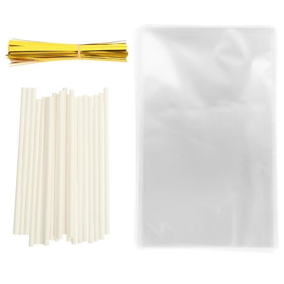 Lollipop Paper Stick Cake Pops Making Tools Packaging Kit 100 Sets Self Made Pet Clear Gift Bags Candy
