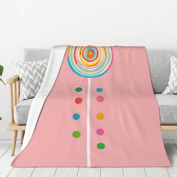Lollipop Pink Candy Lightweight Plush Fuzzy Cozy Soft Blankets 80"X60"