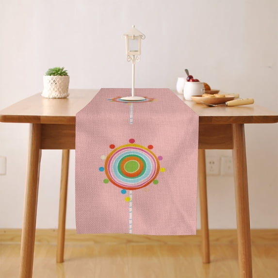 Lollipop Pink Table Runner, Seasonal Fall Winter Kitchen Dining Table Decoration for Home Party Decor 13 x 72 Inch