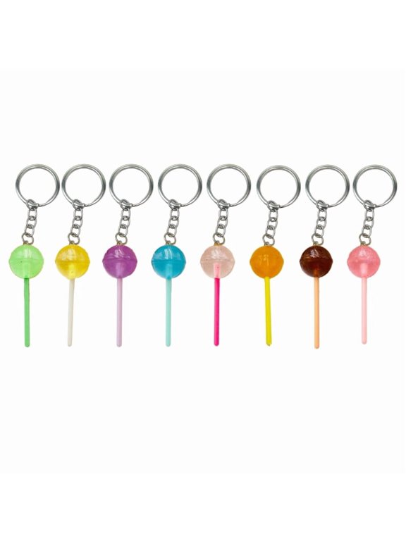 Lollipop Shaped Keychain Ornament Luminous Candy Pendant Key Chains Fashionable Decorations for Phones Car Keys Bags