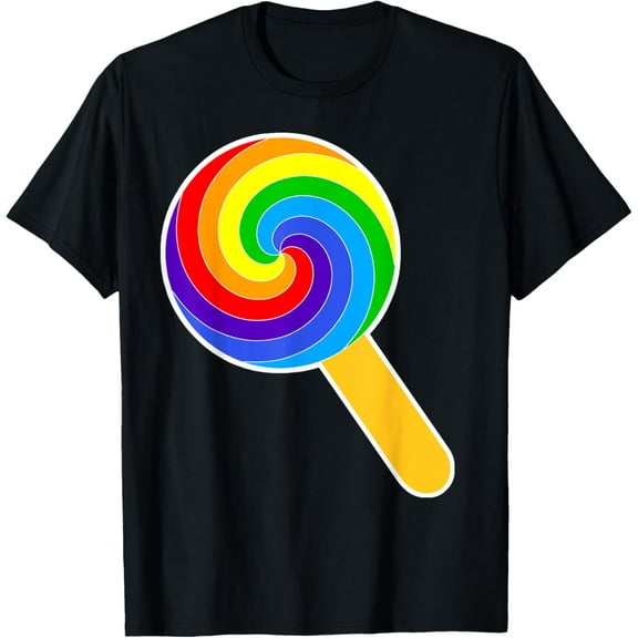 Lollipop Shirt, Candy Tshirt, Lollipop CostumeMen's and women's gift, black and white T-shirt, size: Extra large S-4XL
